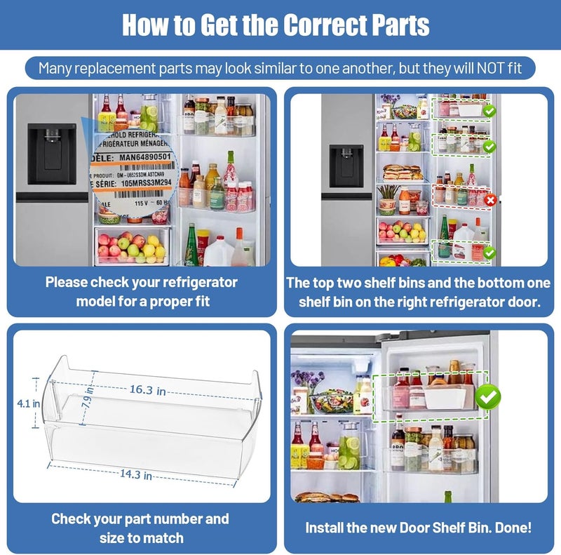iouxvt UPGRADED MAN64890501 Refrigerator Door Shelf Bin Compatible With LG Refrigerator Door Bin LRSOS2706S LRSXS2706S LRSXS2706V LRSXS2706W LRSDS2706S Fridge Gallon Shelf Door Basket Replacement Right - Image 5